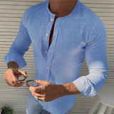 Autumn Spring Long Sleeve Casual Shirts For Men Solid Slim Basic Stand Business Shirts Camisas Masculina