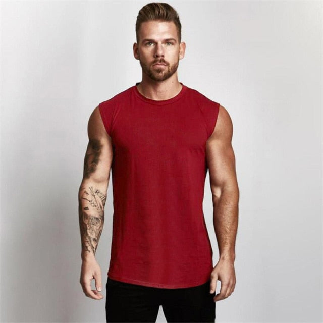 GbolsosCotton Gym Clothing Mens Workout Sleeveless Shirt Bodybuilding Tank Top Fitness Sportswear Mens Vests Muscle Singlets Tanktop