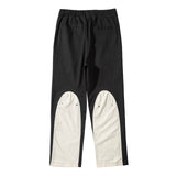 Korean Hgh Street Color Block Side Zipper Cargo Pants Mens Drawstring Straight Loose Casual Track Pants Hip Hop Baggy Trousers