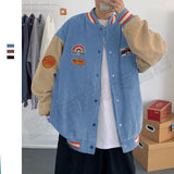 Gbolsos Ins Hong Kong Wind Corduroy Baseball Coat Men's Spring and Autumn Retro Student Cardigan Trend Loose Couple Jacket