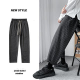 GbolsosPrivathinker Korean Men's Striped Harem Pants 2021 Streetwear Man Casual Loose Trousers Japanese Men Black Gray Pants Plus Size