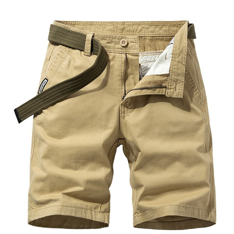 Gbolsos2021 Summer Cotton Men Cargo Shorts Casual Solid Color Khaki Men Short Pants Brand Clothing Jogger Military Cargo Shorts Men