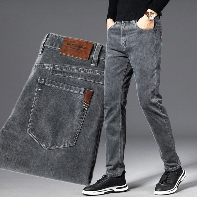ICPANS Autumn Summer Denim Jeans Men Straight Stretch Regular Jeans for Man Black Classic Vintage Mens Pant Big Size 29-38 40