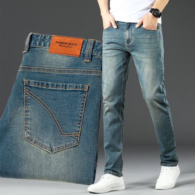 ICPANS Autumn Summer Denim Jeans Men Straight Stretch Regular Jeans for Man Black Classic Vintage Mens Pant Big Size 29-38 40