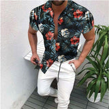 GbolsosMen's Short-Sleeve Clothing Printe Shirt 2021 Summer Fashion Floral Print Men's brand Casual Cardigan Shirt Lapel Short Slee
