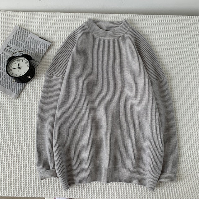 GbolsosMens Solid Harajuku Warm Knitted Sweaters Pullover 2021 Men Vintage 15 Colors Winter Sweater Male Japanese Wool Sweater