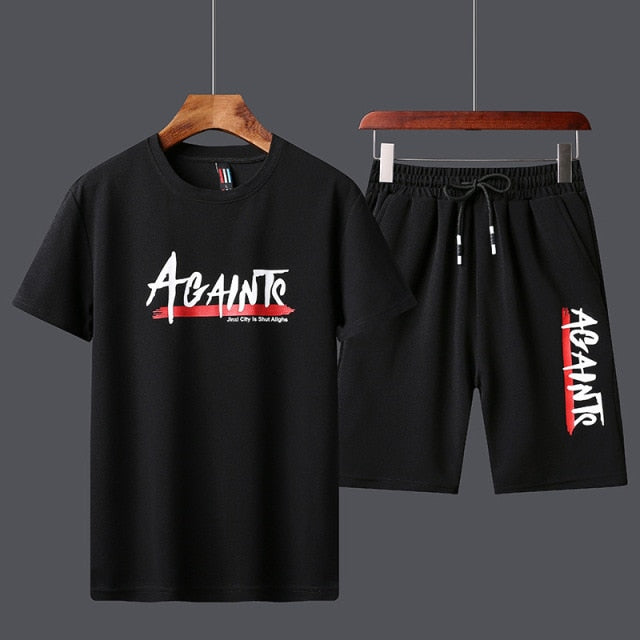 Men's Tracksuit Summer Clothes Sportswear Two Piece Set T Shirt Shorts Brand Track Clothing Male Sweatsuit Sports Suits Husband