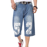 Summer Baggy Short Jeans For Man Light Blue Denim Shorts Fashion Hip-Hop Wide Leg Loose Male Trousers Plus Size 30-46