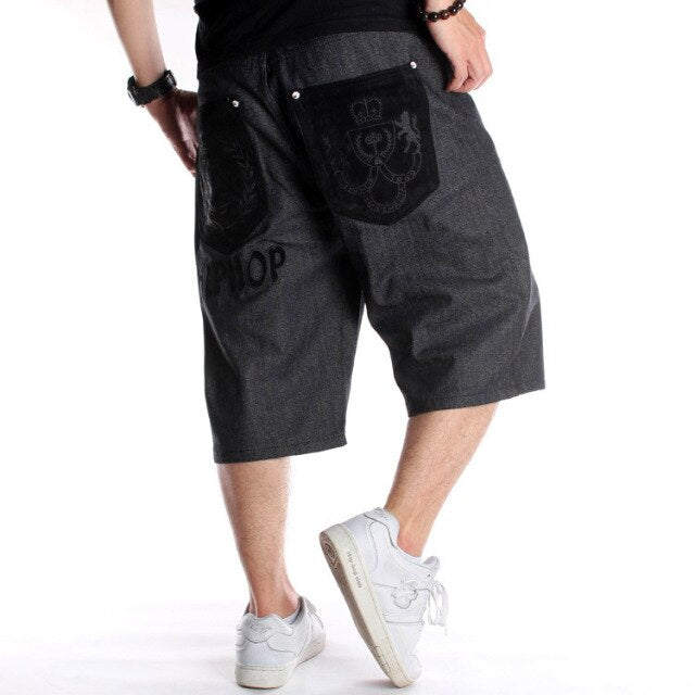 Summer Baggy Short Jeans For Man Light Blue Denim Shorts Fashion Hip-Hop Wide Leg Loose Male Trousers Plus Size 30-46