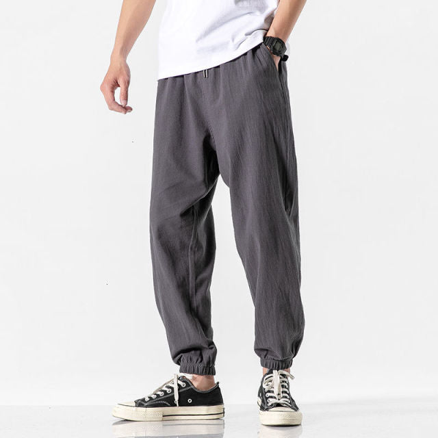 GbolsosMrGB Cotton Linen Man's Joggers 2021 Men Solid Color Casual Harem Pants Baggy Male Solid Color Pants Men Clothing
