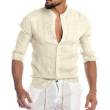 Men's Summer Cool Breathable Cotton Linen Shirts Casual Long Sleeve Shirt For Man