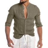 Men's Summer Cool Breathable Cotton Linen Shirts Casual Long Sleeve Shirt For Man