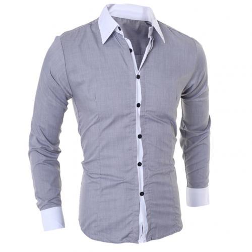 Business Mens Turn Down Collar Long Sleeve Color Cotton Prom Quality Casual Solid Shirt Male Social Button Down Shirts