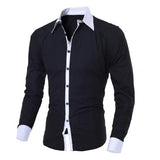 Business Mens Turn Down Collar Long Sleeve Color Cotton Prom Quality Casual Solid Shirt Male Social Button Down Shirts