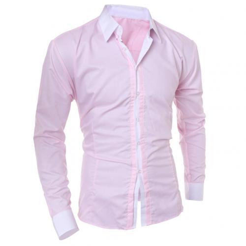 Business Mens Turn Down Collar Long Sleeve Color Cotton Prom Quality Casual Solid Shirt Male Social Button Down Shirts