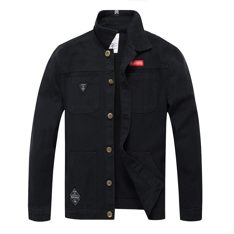 QNPQYX New Men Camouflage Denim Jacket Slim Fit Camo Jean Jackets For Man Trucker Jackets Outerwear Coat Size S-4XL Turn Down