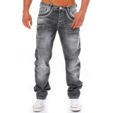 Men Jeans Solid Straight Pants Hip Hop Male Casual Streetwear Boyfriend Style Denim Trousers Stretch Baggy Jeans Men's Pants