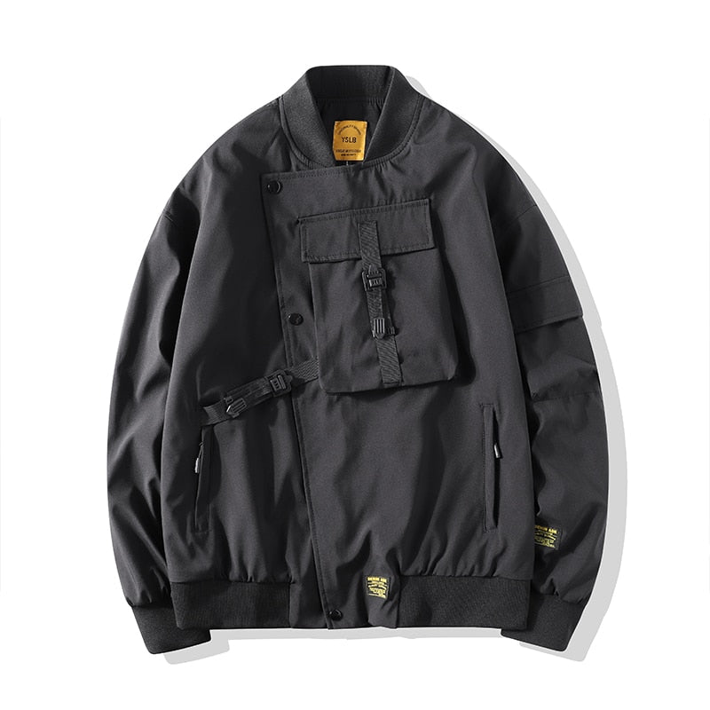 GbolsosMen Bomber Jacket 2021 Mens Mulit-Pocket Cargo Bomber Jackets Steetwear Hip Hop Windbreaker Coats Outwear