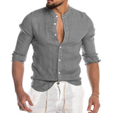 Men's Summer Cool Breathable Cotton Linen Shirts Casual Long Sleeve Shirt For Man