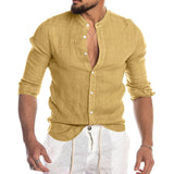 Men's Summer Cool Breathable Cotton Linen Shirts Casual Long Sleeve Shirt For Man