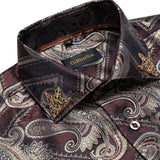 Fashion Royal Blue Paisley Men Shirts Business Casual Long Sleeve Slim Fit Dress Shirt Soft Comfort Men 100% Silk Shirt DiBanGu