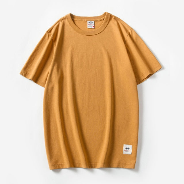 Men's T-shirt Solid Color Men Short Sleeve T Shirt Men Summer Casual Tops 100% cotton Fashion Slim Basic Tops Fabric Package