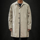 GbolsosMen's Jackets 2021 Spring Single Breasted Medium-Long Trench Coat Male Solid Color Khaki Coat Windbreaker Plus Size 4XL 5XL