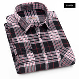 Purple men's printed plaid fashion shirt men casual spring and autumn long sleeves Slim fit shirt cottonComfortable high quality