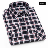 Purple men's printed plaid fashion shirt men casual spring and autumn long sleeves Slim fit shirt cottonComfortable high quality